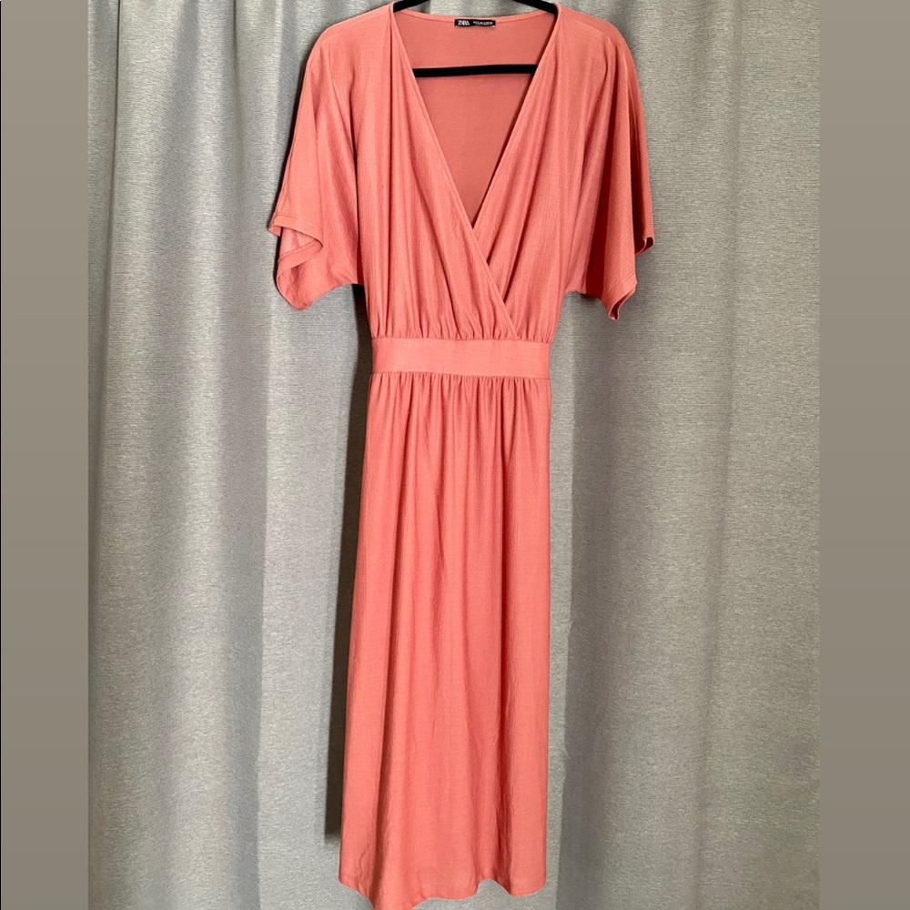 Rosey pink maxi dress by Zara.